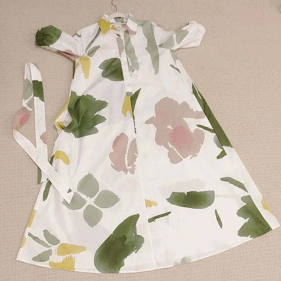 MaxMara AUTHENTIC Canter Botanical Flare Cotton Poplin Shirt Dress, US 4, NWT - Picture 5 of 16
